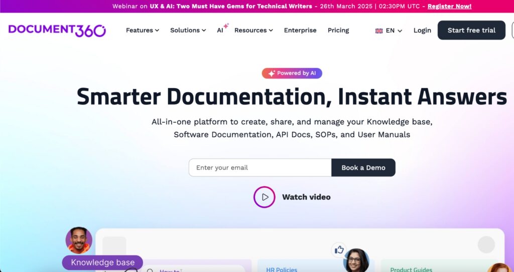 Document360 - A comprehensive knowledge base software