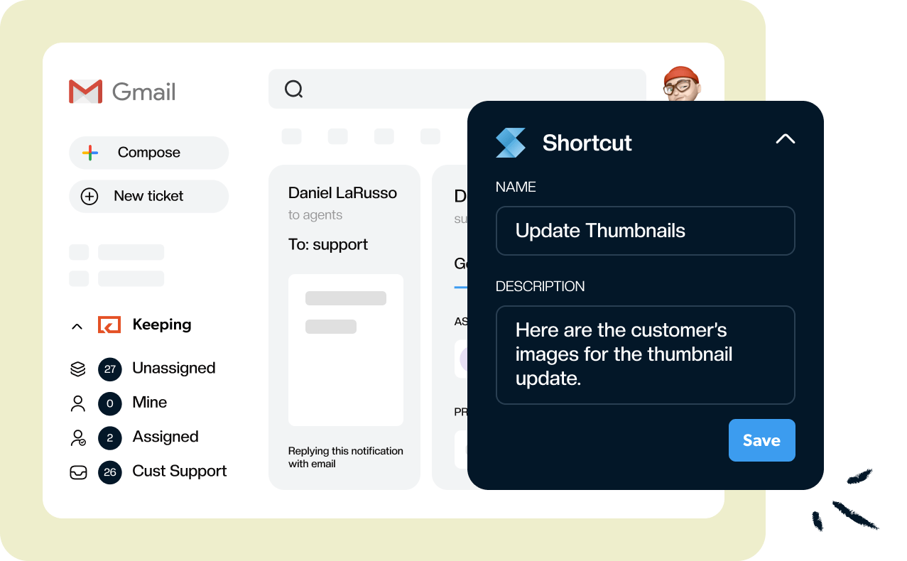 Shortcut integration thumbnails update